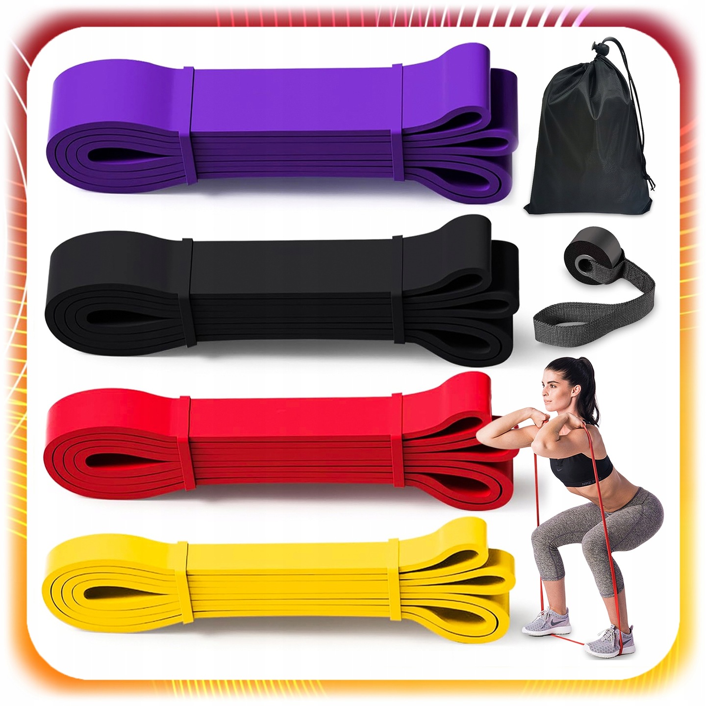 SET 4 SNAGNE OTPORNE TRAKE ZA VJEŽBANJE, POWER BAND FITNESS DRŽAČ